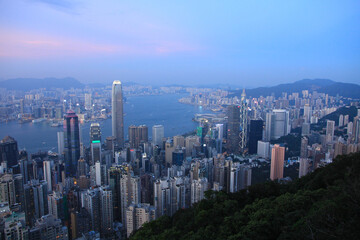 Fototapeta na wymiar Sunset View of Hong Kong’s Skyline 