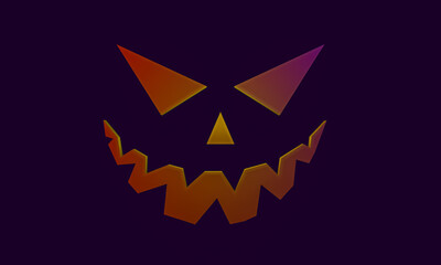 3d Halloween pumpkin face in the background illustration background