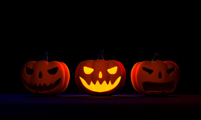 3d Halloween pumpkin in background illustration background copy space