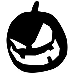 Kid pumpkin silhouette. Vector isolated kid pumpkin silhouette. Black Halloween pumpkin.
