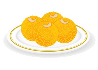 Boondi laddu Indian Sweets or Mithai Food Vector