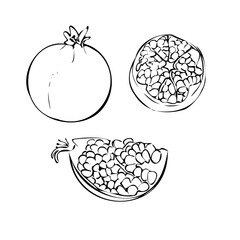 Vector illustration of a garnet on a white isolated background. Shop sketch, banner, menu, and logo. Black and white outline. EPS 10