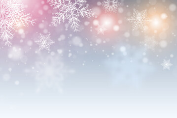 Fototapeta na wymiar Christmas background with snowflakes, winter snow background, vector illustration