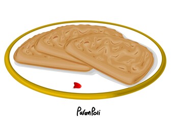 Puran poli Indian Sweets or Mithai Food Vector