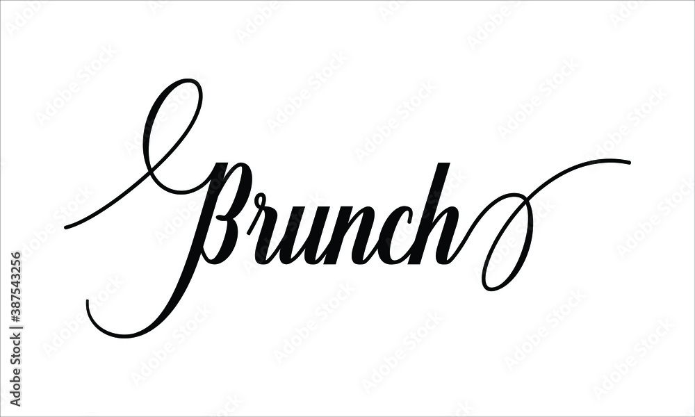 Poster brunch script typography cursive calligraphy black text lettering cursive and phrases isolated on th