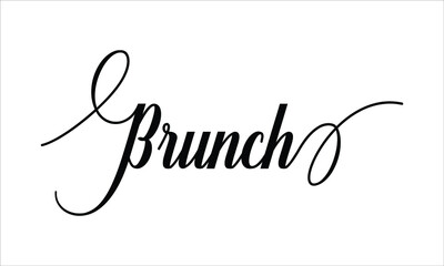 Brunch Script Typography Cursive Calligraphy Black text lettering Cursive and phrases isolated on the White background for titles, words and sayings