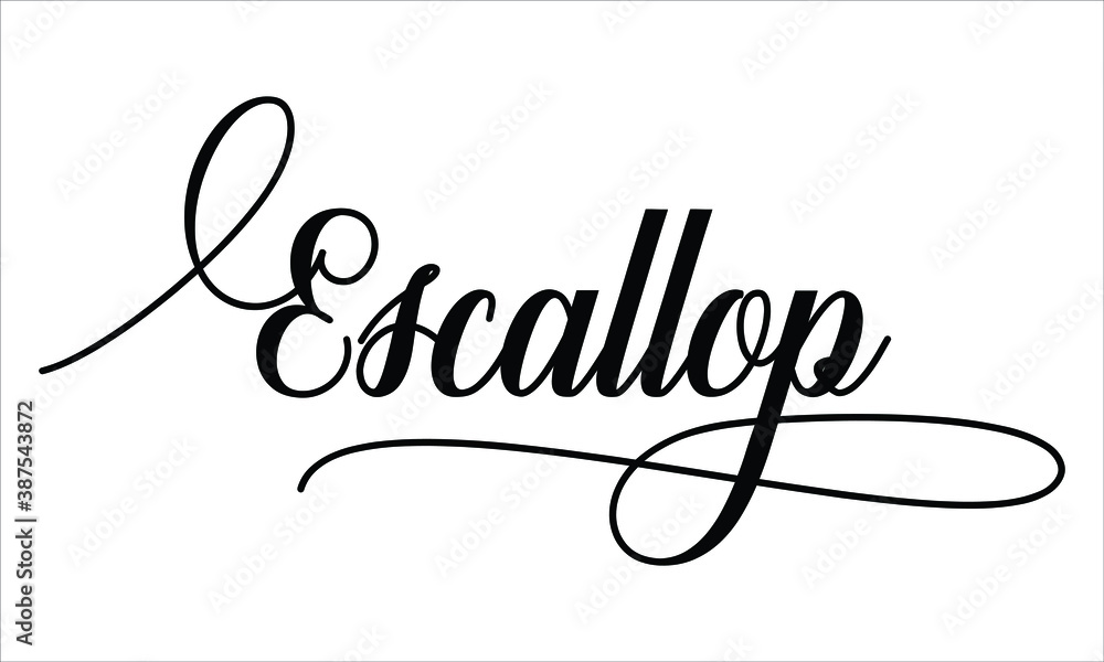 Aufkleber escallop script typography cursive calligraphy black text lettering cursive and phrases isolated on 