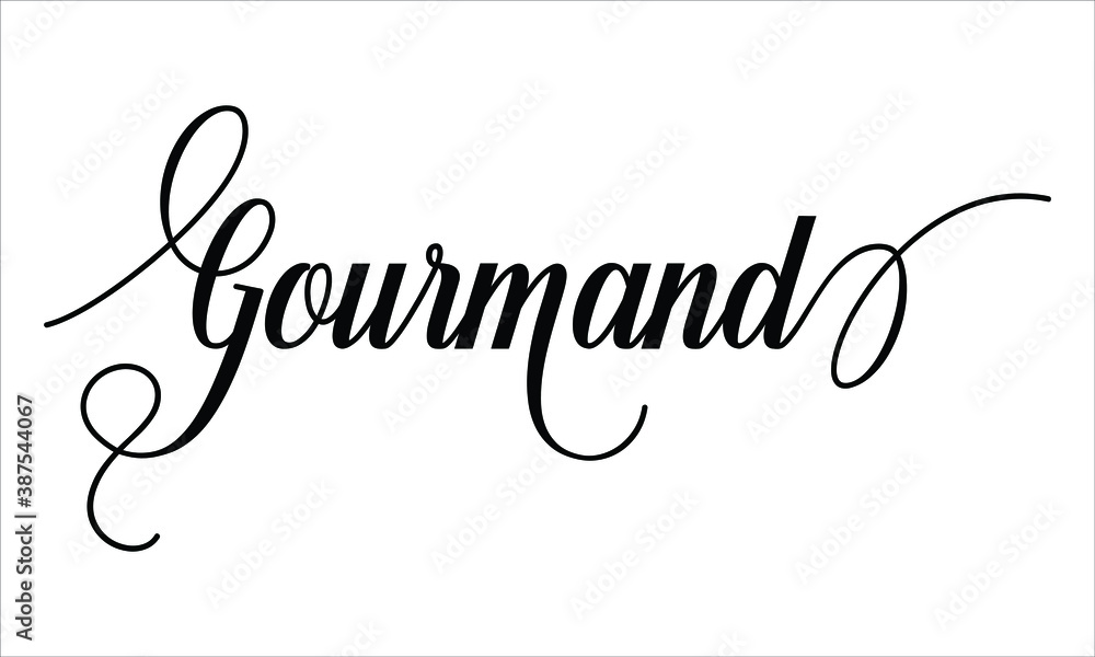 Poster gourmand script typography cursive calligraphy black text lettering cursive and phrases isolated on 