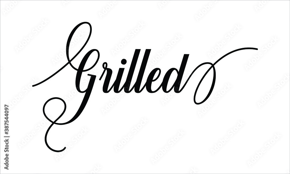 Aufkleber grilled script typography cursive calligraphy black text lettering cursive and phrases isolated on t