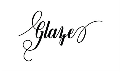 Glaze Script Typography Cursive Calligraphy Black text lettering Cursive and phrases isolated on the White background for titles, words and sayings