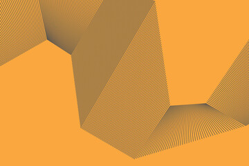 Abstract background pattern made with repeated lines forming geometric shapes in 3 dimensions. Simple, modern and architectural vector art in yellow color.