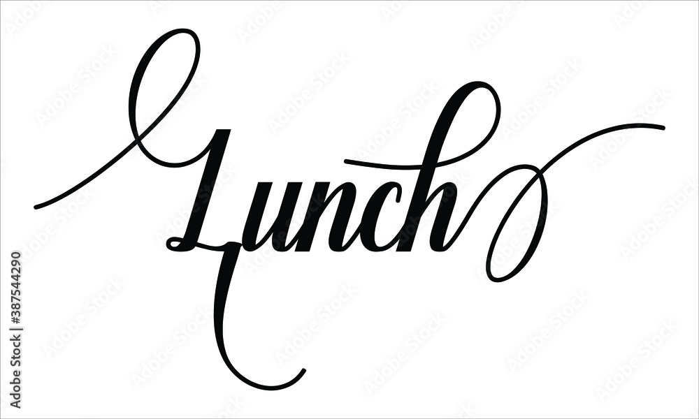 Aufkleber lunch script typography cursive calligraphy black text lettering cursive and phrases isolated on the