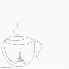 Christmas background with tree and cup of coffee