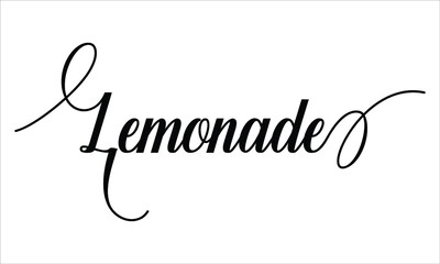 Lemonade Script Typography Cursive Calligraphy Black text lettering Cursive and phrases isolated on the White background for titles, words and sayings