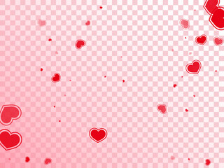 Sophisticated red hearts falling valentine background. Romantic invitation card 