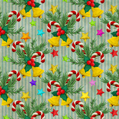 Plasticine seamless Christmas holiday colorful seamless pattern