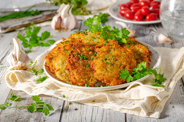 Delicious garlic potato pancakes