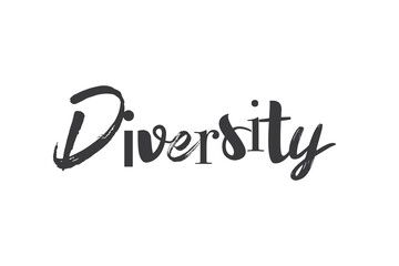 Modern, experimental graphic design of a word "Diversity" with different fonts used. Urban typography.
