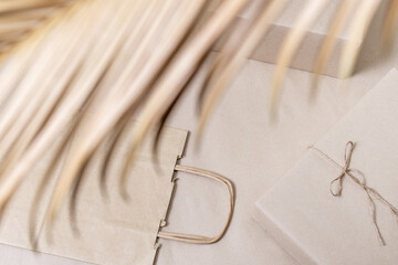 Fototapeta premium paper bag background plants box shopping tropical