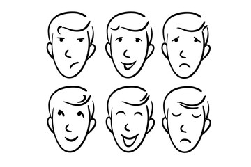 Faces with different types of moods. 