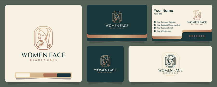 women face ,beauty , elegant , minimalist , business card and logo design