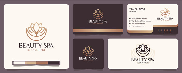 beauty flower ,lotus ,spa ,balance , business card and logo design