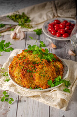 Delicious garlic potato pancakes