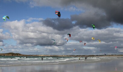 Spot de surf et de kitesurf,plage de Pors carn site de la Torche à Plomeur, Bretagne