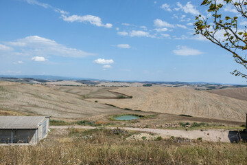 Landscape of dirt road and fields n toscane in Italie