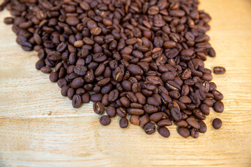 top view coffee beans on background