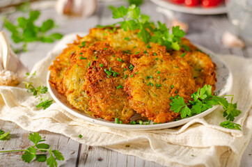 Delicious garlic potato pancakes