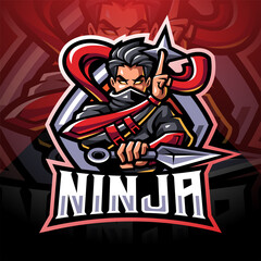 Ninja esport mascot logo design © Visink.art