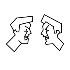 an argument between two people. Linear drawing