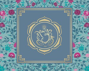 Ganesha, wedding card, royal Rajasthan, India	