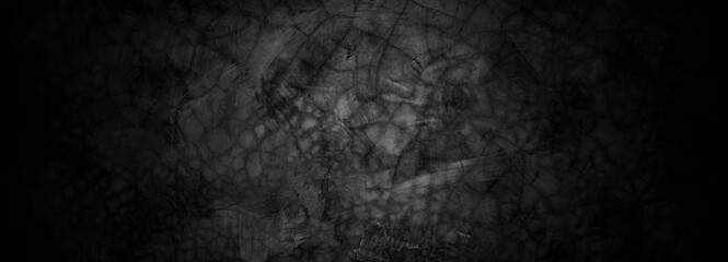 Old wall texture cement dark black gray panorama background abstract grey color design are light with white gradient background.