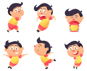 set of cartoon kids with various expression