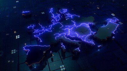Europe map Digital background 