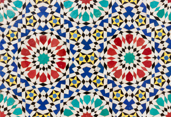 Colorful arabic wall decoration with geometrical patterns