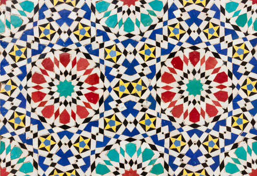 Colorful arabic wall decoration with geometrical patterns