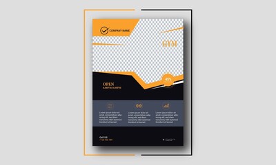 Gym Flyer Layouts with Yellow Accents. Flyer Design, Graphic Elements, Brochure design, Cover, Annual Report, Vector EPS 10.