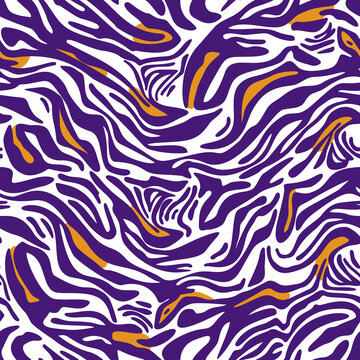 Geometric seamless pattern made of curved wavy lines. Artistic zebra stripes background. Rippled water texture ornament.