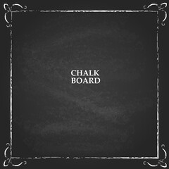 Vector grungy chalkboard background with decorative frame