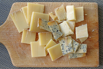 Blue cheese on wooden board