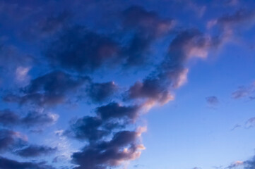 Dark blue sky at dusk in the evening., Dramatic sunset at dusk, amazing dusk sky with sunlight at dusk, majestic nature background