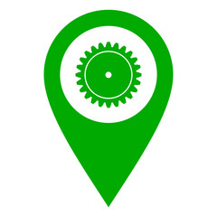 Zahnrad und Kartenmarkierung