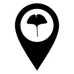 Ginkgo Blatt und Kartenmarkierung