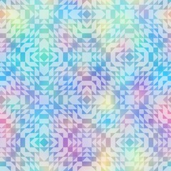 Holographic foil vivid trendy seamless geometric pattern. Opalescent psychedelic design in pastel rainbow colors. Cosmic futuristic iridescent graphic swatch.