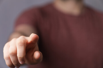 A man pressing button. Innovation technology internet business concept. Space for text.
