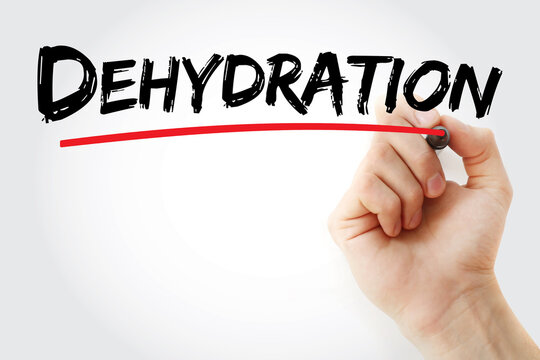 Dehydration text with marker, concept background