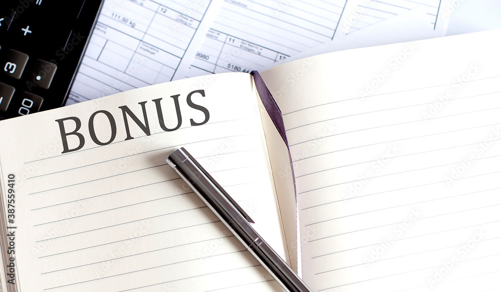 Poster notebook with toolls and notes about bonus